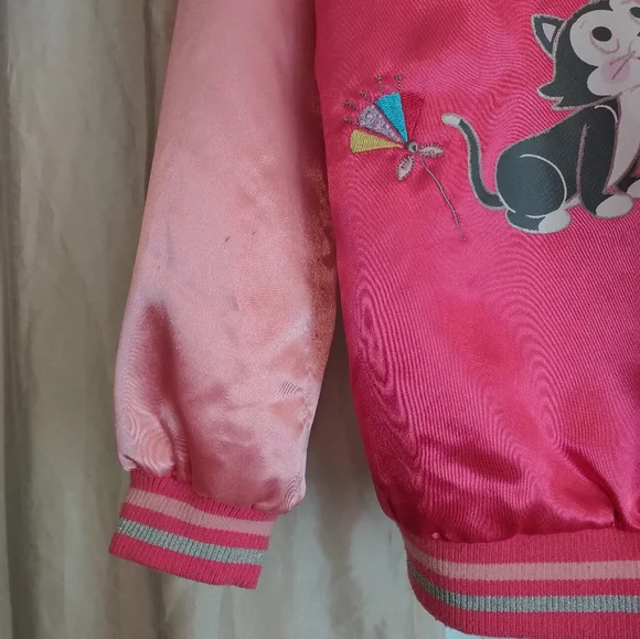 Minnie Mouse Girls Jacket Pink Coat Size 9 10 Satin Bomber Varsity Embroidered - Picture 8 of 13